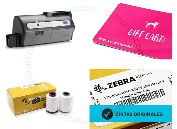 Ribbon zebra 800077-709 monocromático blanco para impresoras Zxp Serie 7