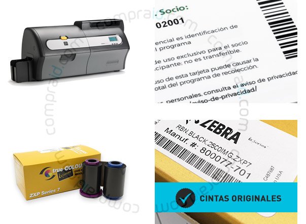 Cinta zebra monocromática negro 800077-701 para impresoras Zxp7