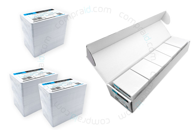Las tarjetas pvc blancas estándar se venden en paquetes de 100, 200 y 500 piezas