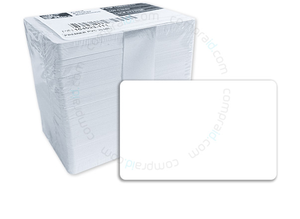 Tarjetas de PVC Zebra 104523-111 Premier 100% blancas para impresión de credenciales de identificación