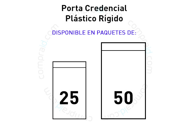 Porta credenciales rígidos disponibles en paquetes de 25 y 50 piezas